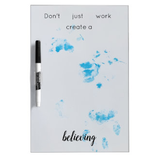 Blue Paw Prints Believe Maureen Girard Dry Erase Board