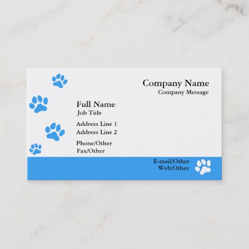 Customizable Blue Paw Prints Business Card Template