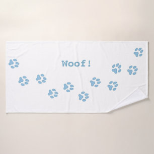 Blue Paw Prints Cute Personalized Dog's Name Bath Towel