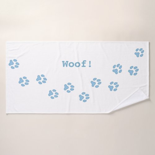 Blue Paw Prints Cute Personalized Dogs Name Bath Towel