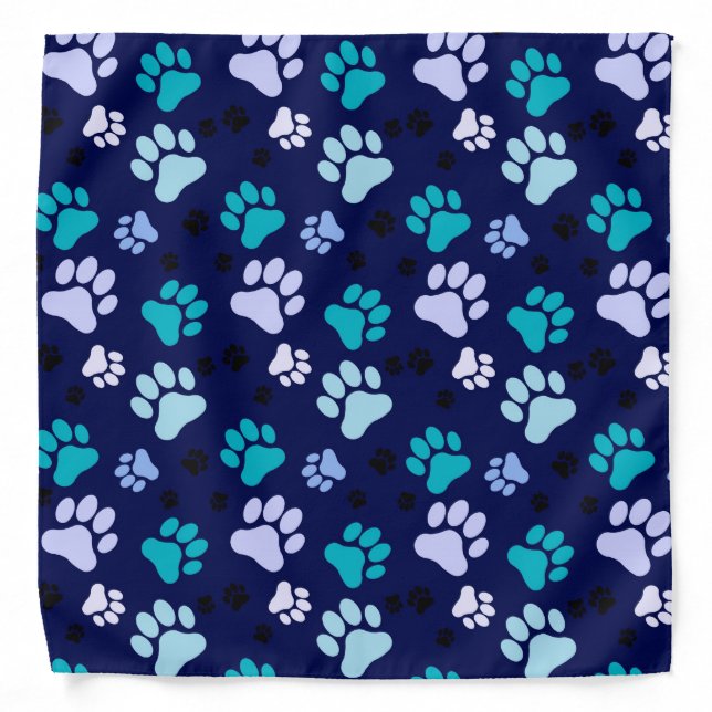 Blue Paw Prints | Dog Bandana (Front)
