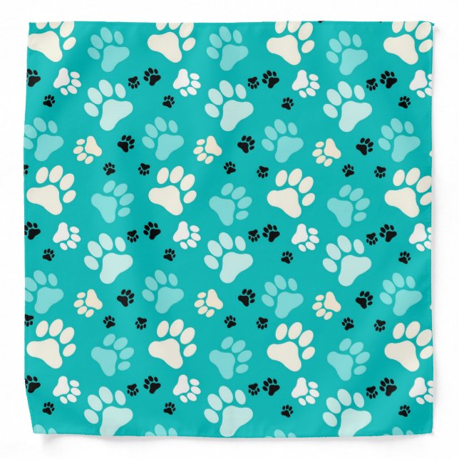 Blue Paw Prints | Dog Bandana (Front)