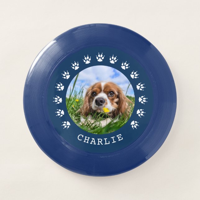 Blue Paw Prints Frame Pet Photo Wham-O Frisbee (Front)