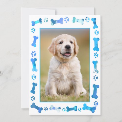 Blue Paw Prints New Pet Dog Puppy Shower  Invitation
