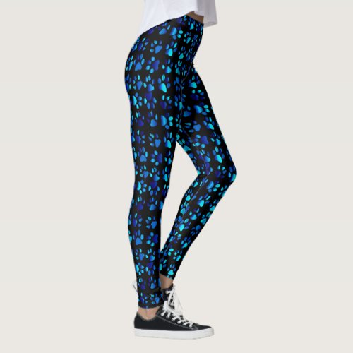 Blue Paw Prints on Your Color _ Leggings