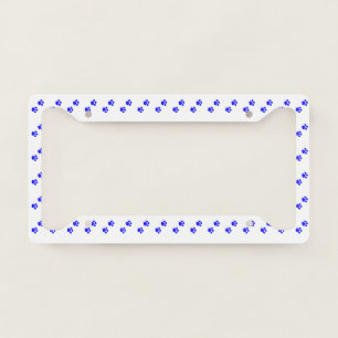 Blue Paw Prints Puppy Patterns White Colorful Cute License Plate Frame