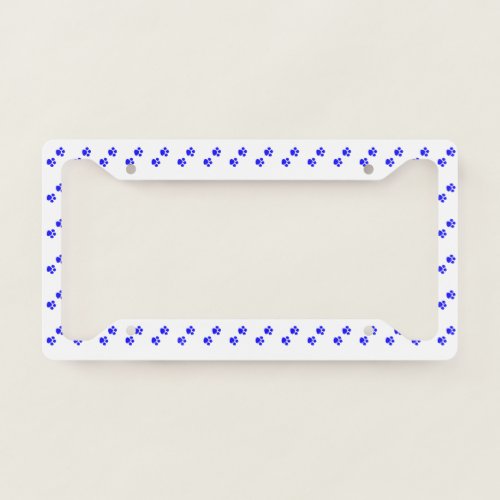 Blue Paw Prints Puppy Patterns White Colorful Cute License Plate Frame