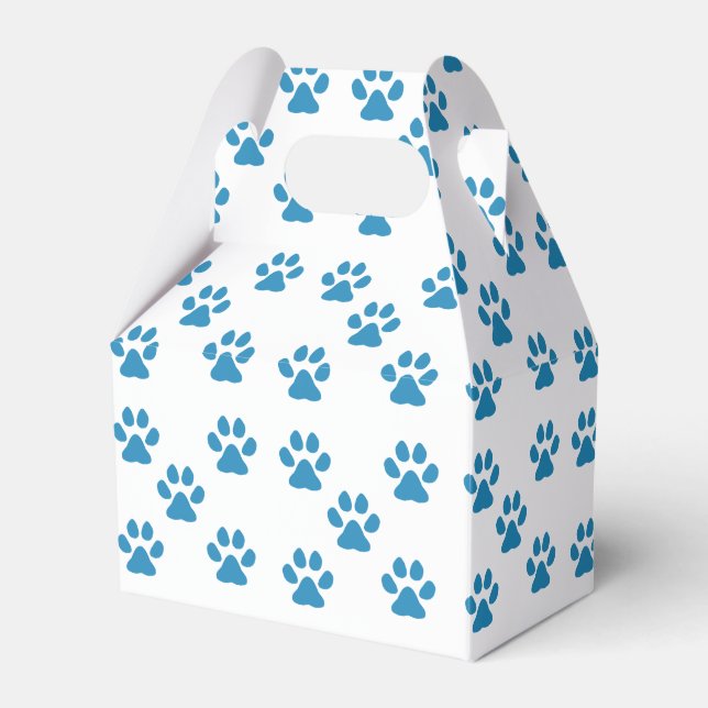 Blue Pawprints  Favor Boxes (Front Side)