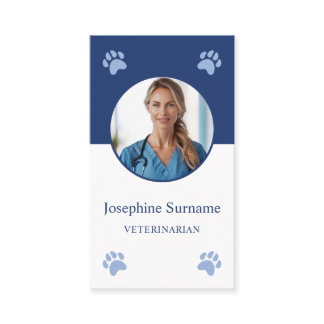 Blue Paws And Custom Photo Veterinarian Vet Clinic Business Card