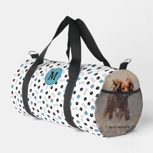 Blue Paws Bones Ball Dog Photos  Monogram Duffle Bag