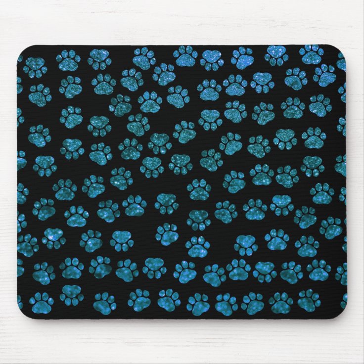 Blue Paws, Glitter Paws, Blue Glitter, Dog Paws Mouse Pad | Zazzle