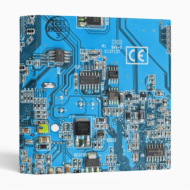 Blue PCB Circuit Board Design for IT Pros Binder (Front/Spine)