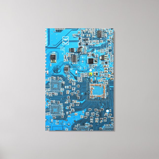 Blue PCB Circuit Board Design for IT Pros Canvas Print (Front)