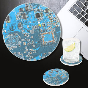 Blue PCB Circuit Board Design for IT Pros Coaster