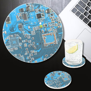 Blue PCB Circuit Board Design for IT Pros Coaster