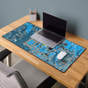 Blue PCB Circuit Board Design for IT Pros Desk Mat