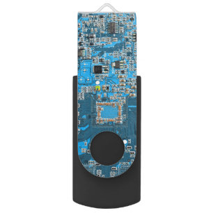 Blue PCB Circuit Board Design for IT Pros Flash Drive