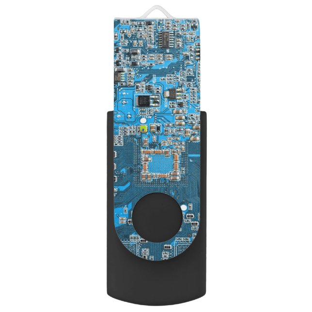 Blue PCB Circuit Board Design for IT Pros Flash Drive (Front Vertical)