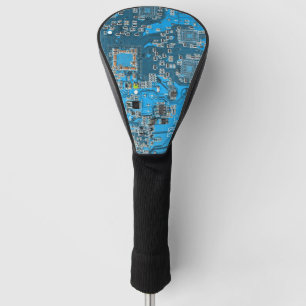 Blue PCB Circuit Board Design for IT Pros Golf Head Cover