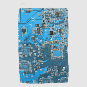 Blue PCB Circuit Board Design for IT Pros Golf Towel