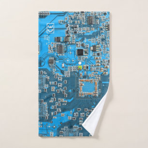 Blue PCB Circuit Board Design for IT Pros Hand Towel