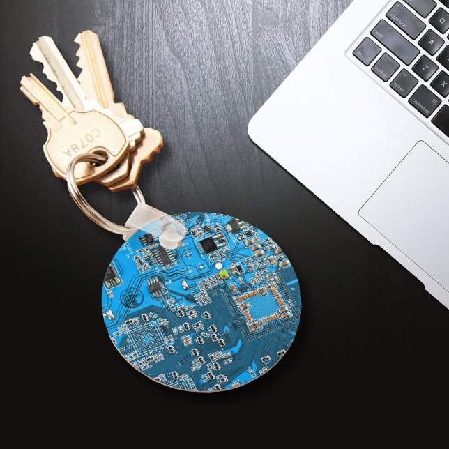 Blue PCB Circuit Board Design for IT Pros Keychain (Creator Uploaded)