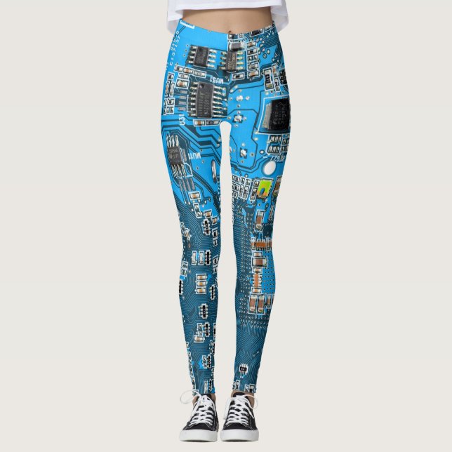 Blue PCB Circuit Board Design for IT Pros Leggings (Front)