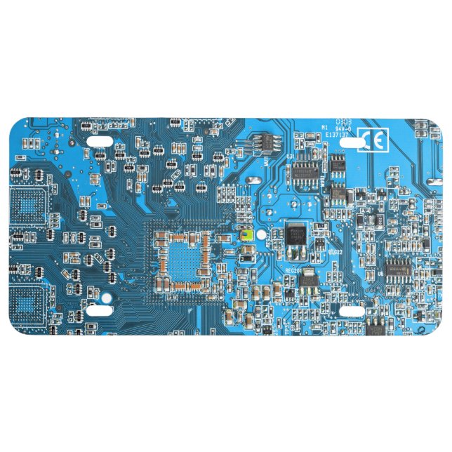 Blue PCB Circuit Board Design for IT Pros License Plate (Front)