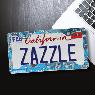 Blue PCB Circuit Board Design for IT Pros License Plate Frame