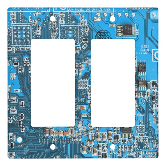 Blue PCB Circuit Board Design for IT Pros Light Switch Cover (Front)