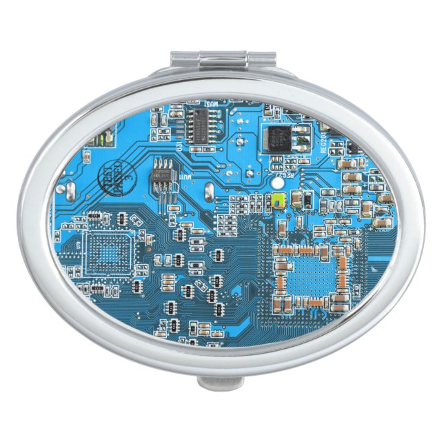 Blue PCB Circuit Board Design for IT Pros Mirror For Makeup (Front)