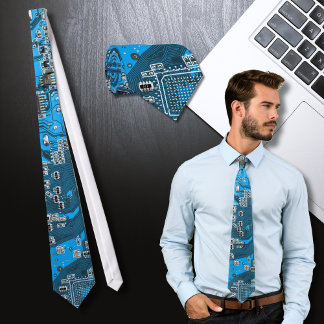Blue PCB Circuit Board Design for IT Pros Neck Tie