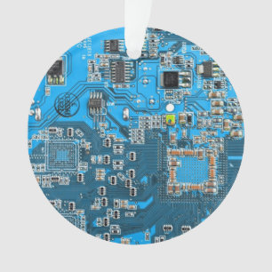 Blue PCB Circuit Board Design for IT Pros Ornament