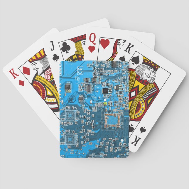 Blue PCB Circuit Board Design for IT Pros Poker Cards (Back)