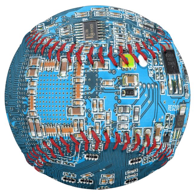 Blue PCB Circuit Board Design for IT Pros Softball (Front)