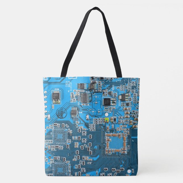 Blue PCB Circuit Board Design for IT Pros Tote Bag (Front)
