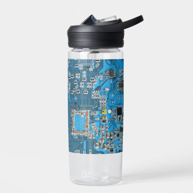 Blue PCB Circuit Board Design for IT Pros Water Bottle (Left)