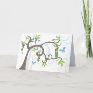 Blue Pea In A Pod Magic Garden Baby Shower Card