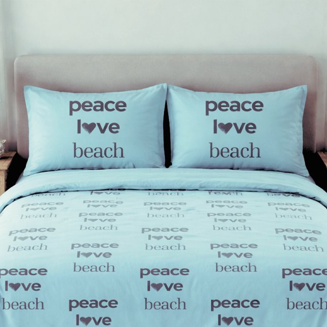 Blue Peace Love Beach Reversible Coastal Set of 2 Pillow Case (Creator Uploaded)