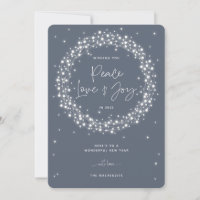 Blue Peace Love+Joy Sparkling Lights Christmas