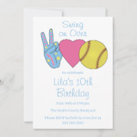 Blue Peace Love Softball Birthday Party