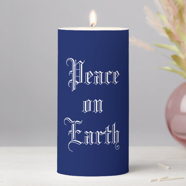 Blue Peace On Earth Christmas Candle (In Situ)