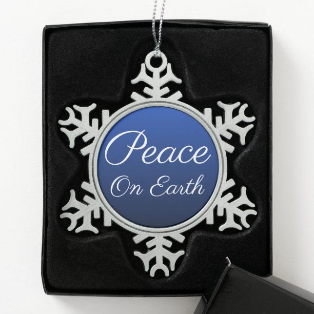 Blue Peace on Earth Snowflake Ornament (Box)