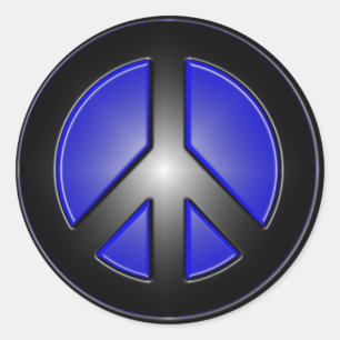 Blue Peace Sign Classic Round Sticker