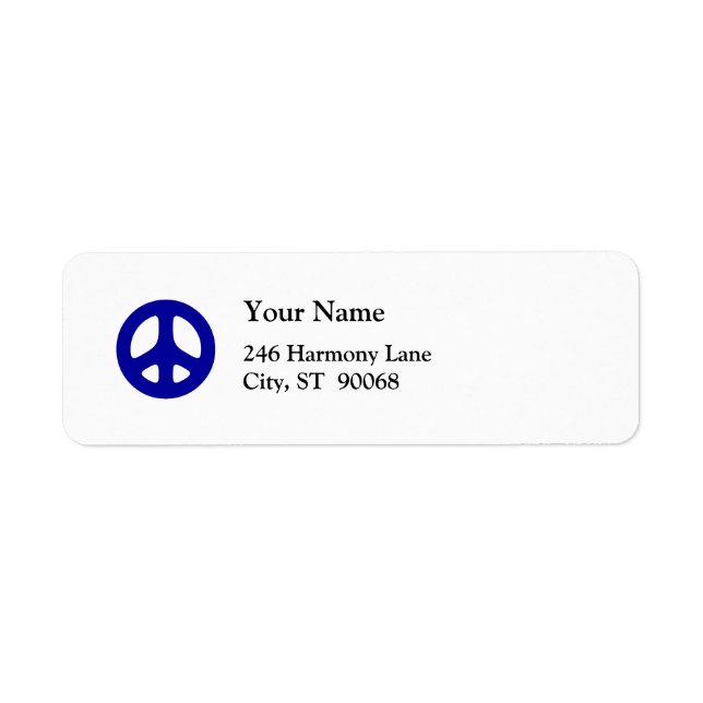 Blue Peace Sign Custom Return Label (Front)
