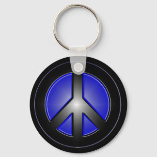 blue peace sign keychain