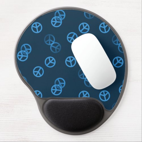 Blue Peace Sign Pattern Gel Mouse Pad