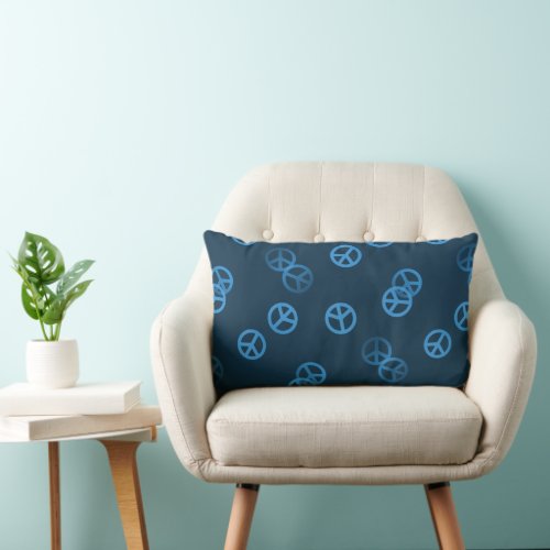 Blue Peace Sign Pattern Lumbar Pillow
