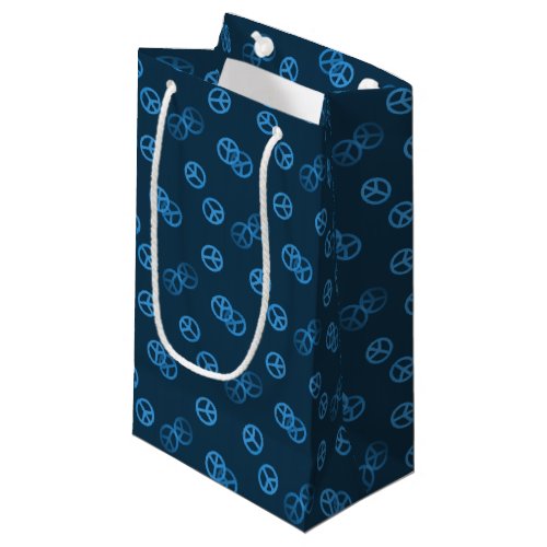 Blue Peace Sign Pattern Small Gift Bag