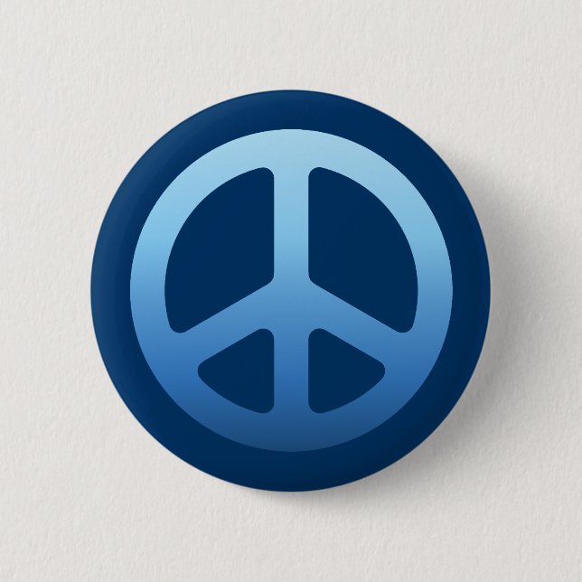 Blue Peace Sign Pinback Button (Front)